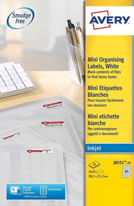 Merkloos sans marque avery clear mini label- ink jet - j8551