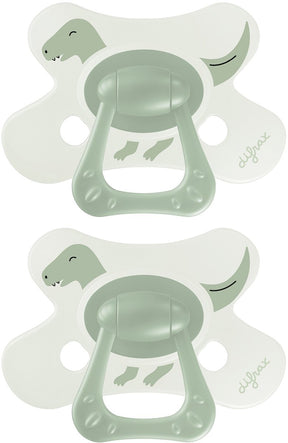 Difrax fopspeen natural - 18+ maanden - dino - groen - 2 stuks
