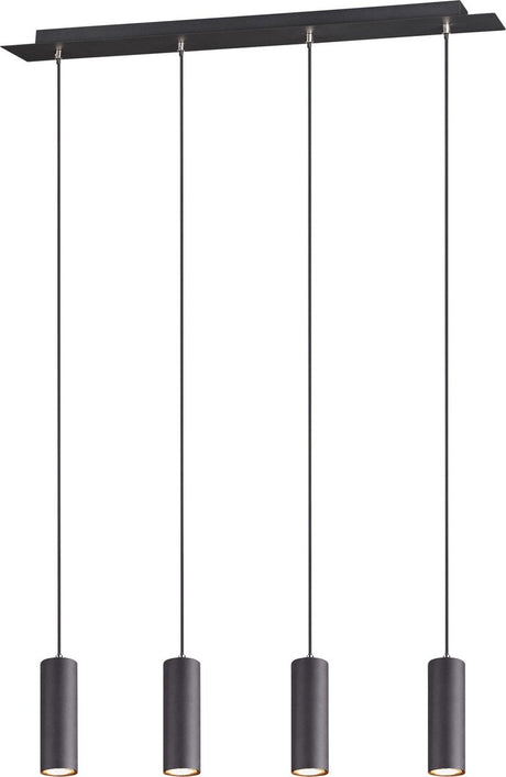 Trio marley - hanglamp - zwart mat - excl. 4x gu10 3w - aanpasbaar in de hoogte