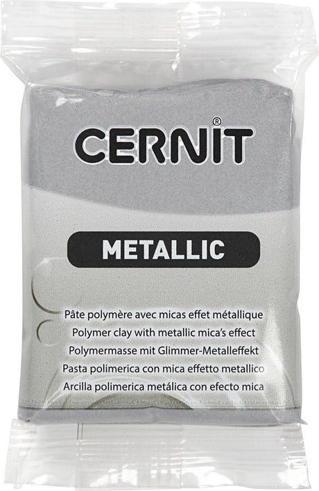 Cernit modelleerklei zilver metallic – afbakbare zilveren klei voor modelleren – elastische boetseerklei voor creatieve kunstprojecten – hittebestendige klei voor sieraden maken – 56 gram