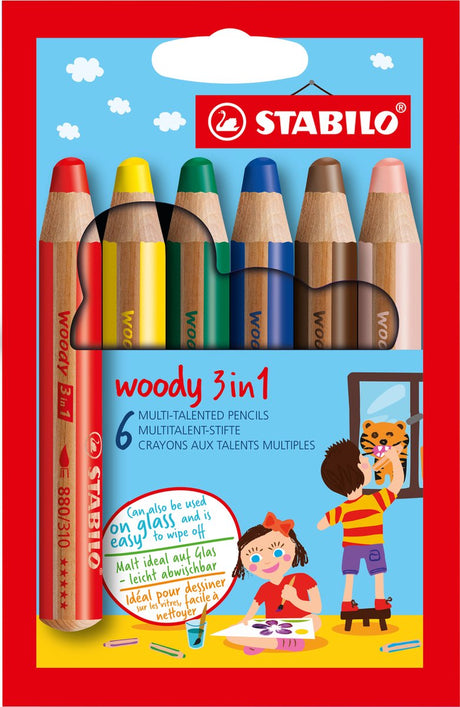 Stabilo woody 3 in 1 - multitalent potlood - set 6 stuks