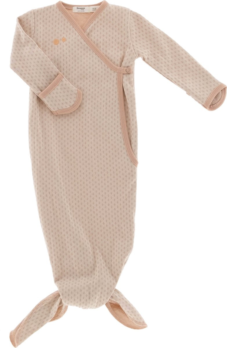 Snoozebaby cocon baby slaapzak voor 3-6 mnd - knoopslaapzak + krabwantjes - geknoopte slaapzak 70 cm - milky rust - roze -