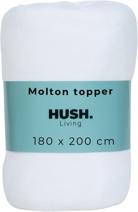 Hush. living hush living molton topperbeschermer - 80%katoen 20%polyester - uitstekende vochtopname - vormvast - comfort en duurzame bescherming - 180x200+15cm