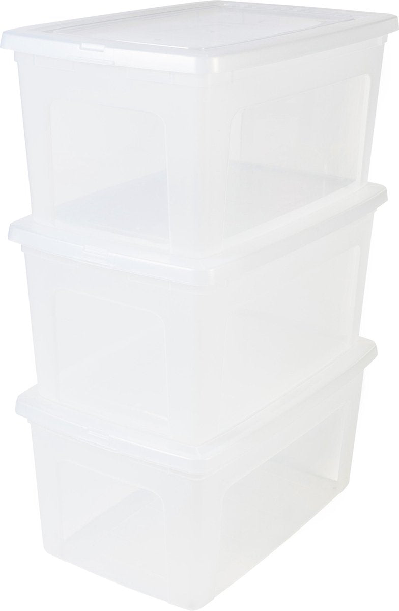 Iris clearbox opbergbox - 50l - kunststof - transparant - set van 3