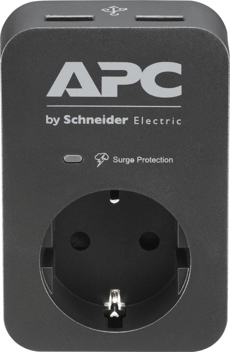 Apc pme1wu2b-gr tussenstekker met overspanningsbeveiliging 3680w 1x stopcontact + 2x usb lader