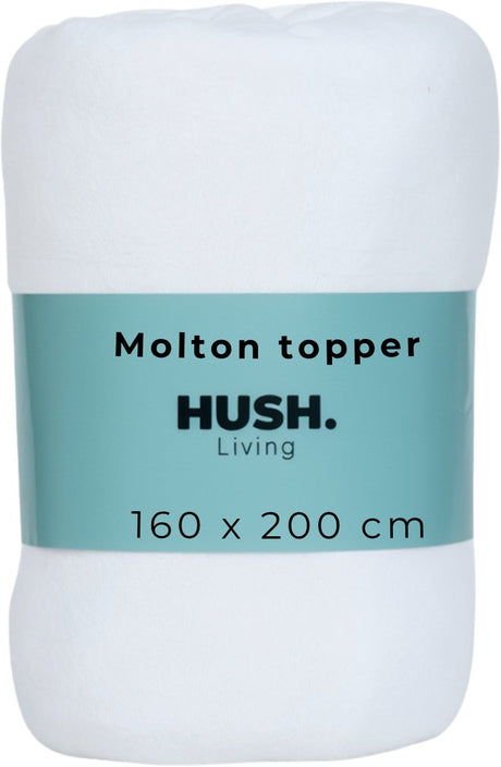 Hush. living hush living - molton topperbeschermer - 80% katoen 20% polyester - uitstekende vochtopname - vormvast - comfort en duurzame bescherming - 160x200x15cm