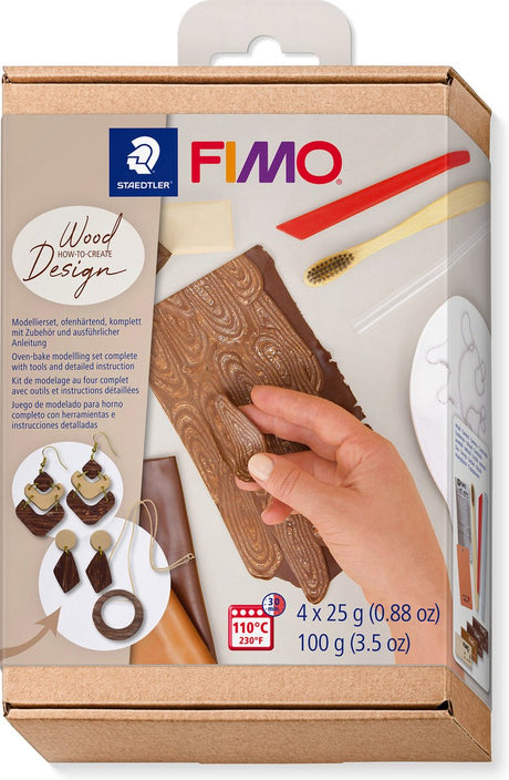 Fimo - ovenhardende boetseerklei - how-to-create-set - wood-effect