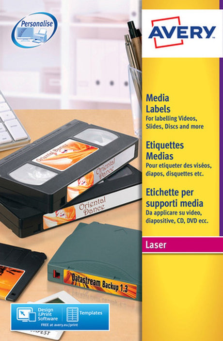 Avery huismerk l7666-25 diskette etiket 70x52mm wit