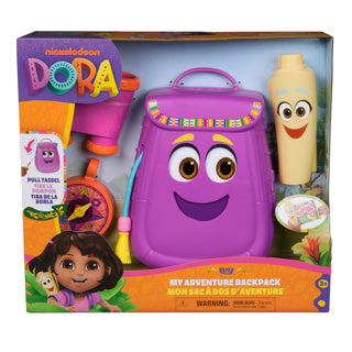 Dora de explorer dora - mijn avonturenrugzak, met ontdekkersaccessoires, een oprolbare kaart, speelgoedverrekijker en kompas