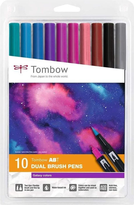 Tombow abt dual brush pen - tekenset - brushpennen - galaxy kleuren - 10 stuks