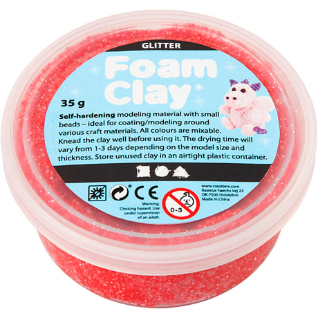 Creativ company foam clay glitter 35gr - rood