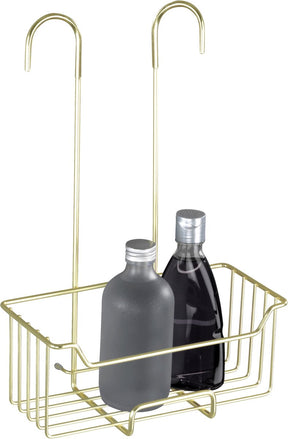 Wenko doucherek milo rvs mat goud 25x36cm - zonder boren - doucherekje hangend - douchemand - douchecaddy ophangbaar