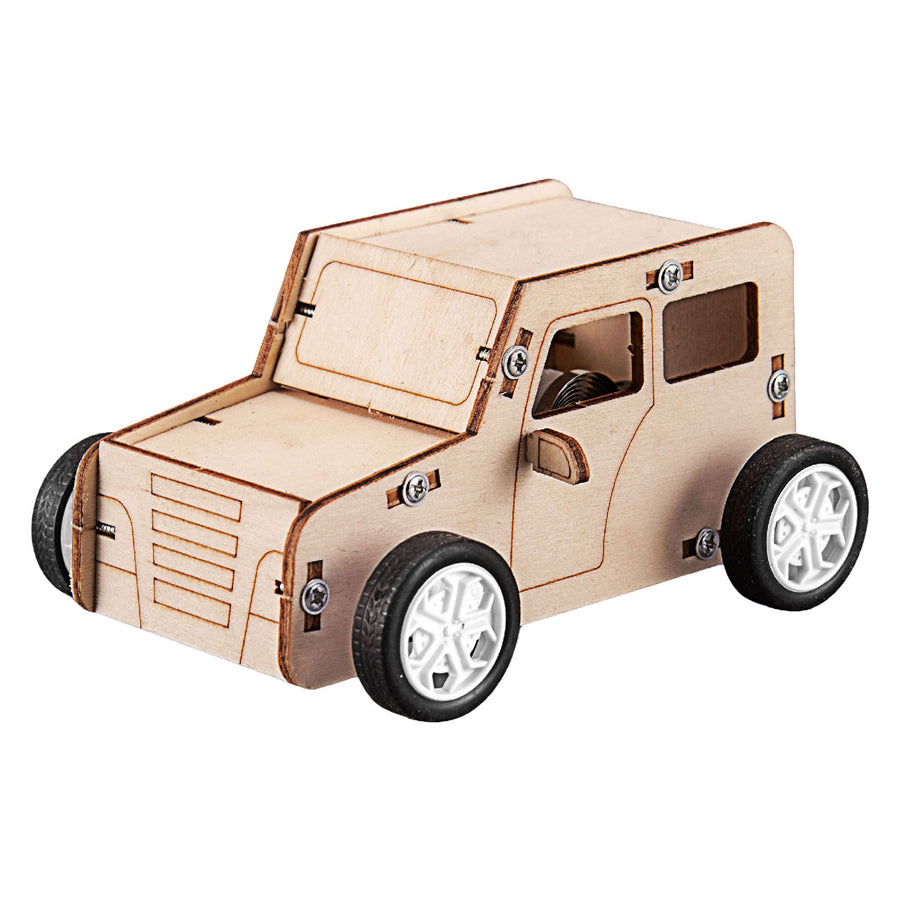 Wooden building kit Pull string car