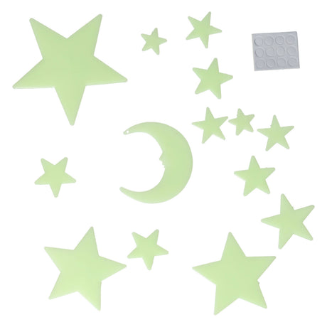 Glow in the dark set maan en sterren