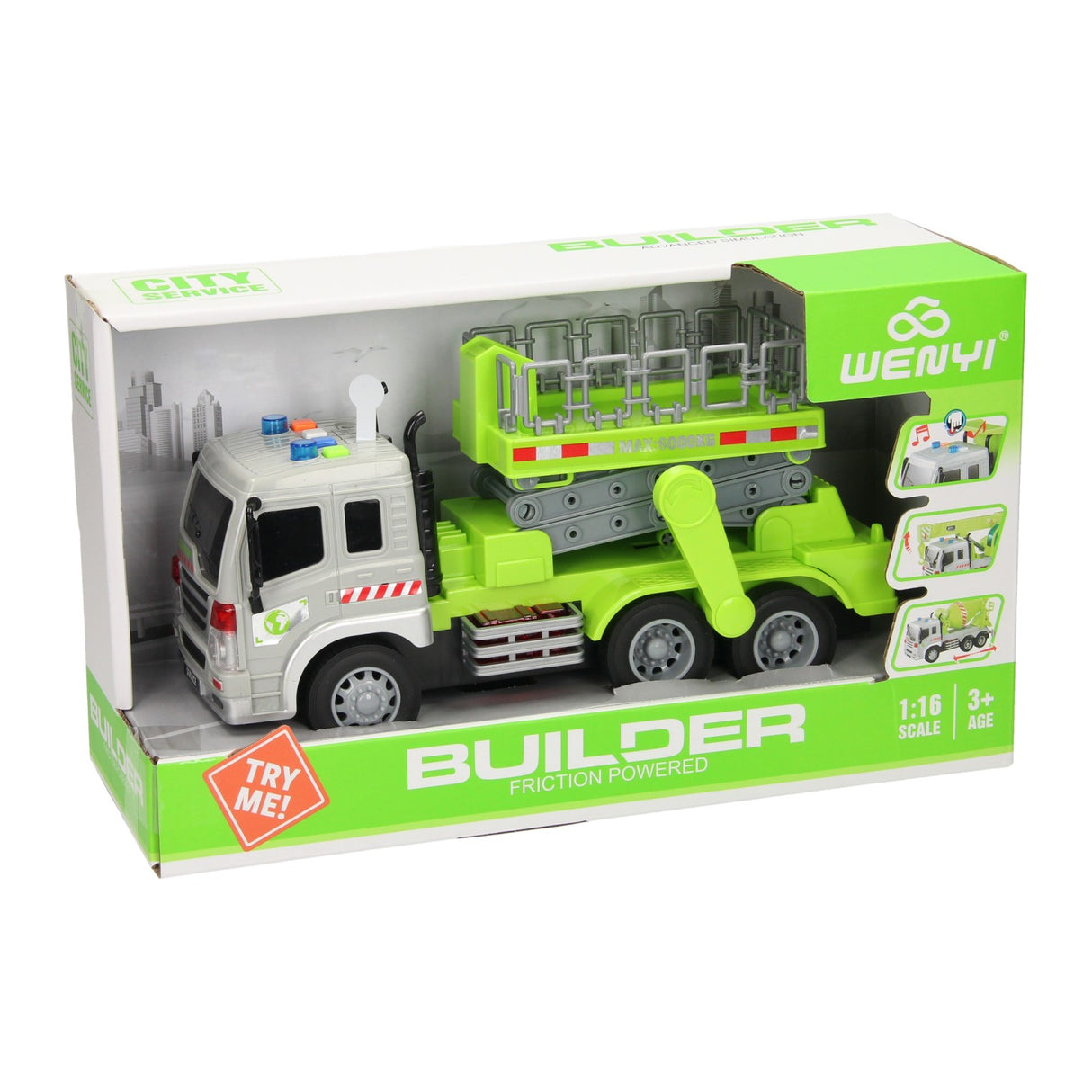 Truck with aerial platform with light and sound