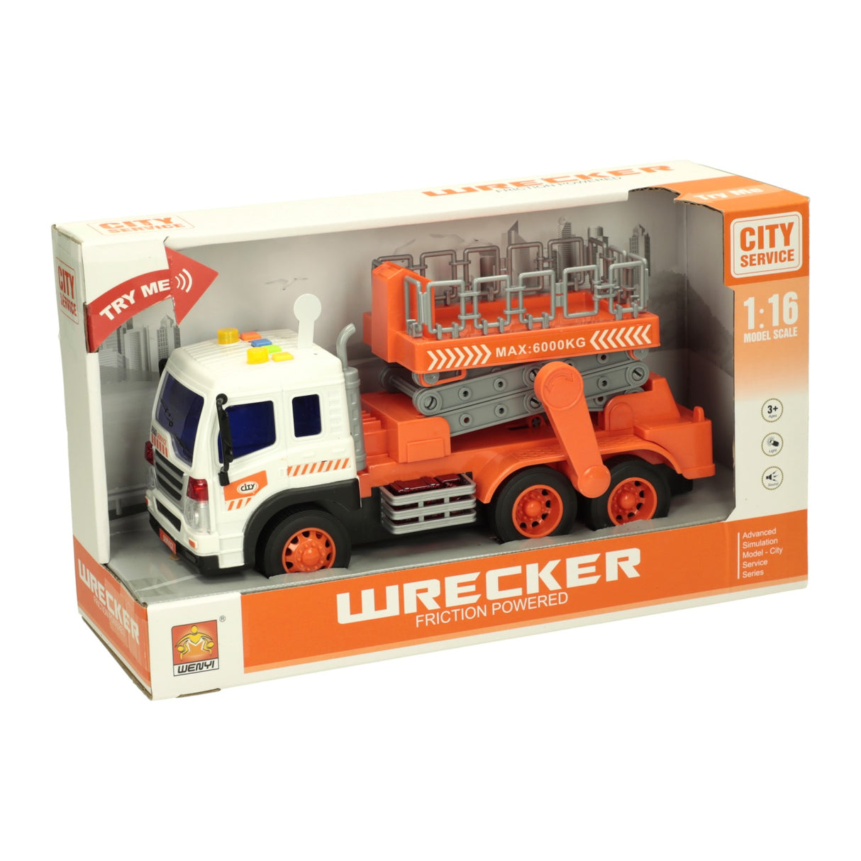 Truck with aerial platform with light and sound