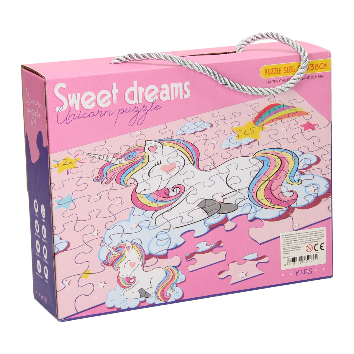 Lobbes speelgoed bv lobbes legpuzzel unicorn karton 63 stukjes fantasie puzzel kinderen.