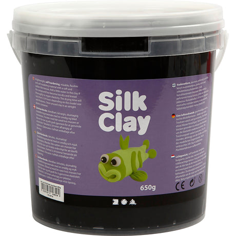 Silk clay zwart – zelfhardende klei – zachte lichtgewicht boetseerklei – 650 gram