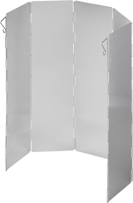 Proplus kookwindscherm 49 x 36 cm – voor campingkooktoestel en gasbrander – 5-delig opvouwbaar anti-spatscherm – zilver