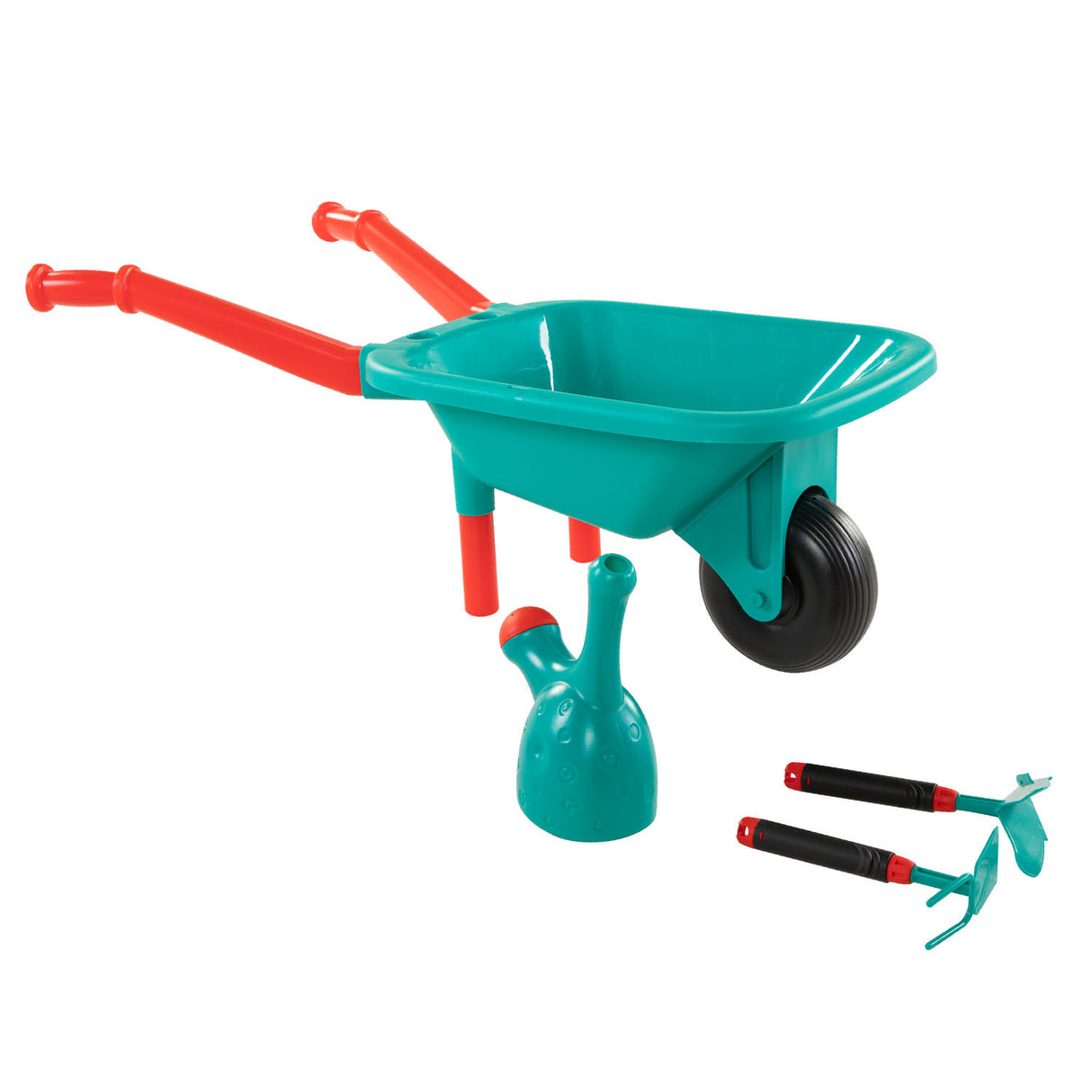 wheelbarrow with garden tools