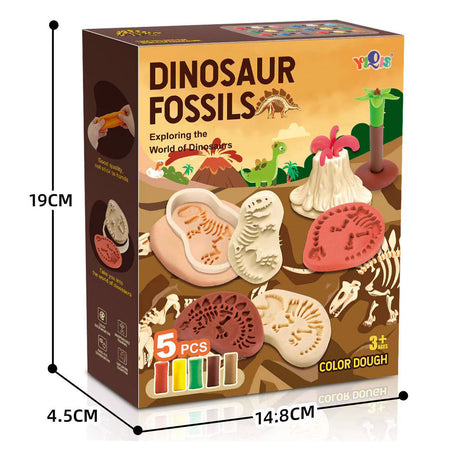 Kleiset dinosaurus fossielen - 5 kleuren klei