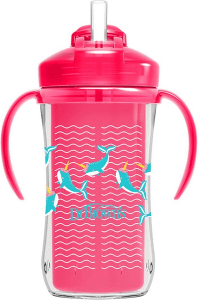 Dr. brown's dr brown's- thermische mok met rietje 300ml - 1 stuk- 12m+ roze-roze