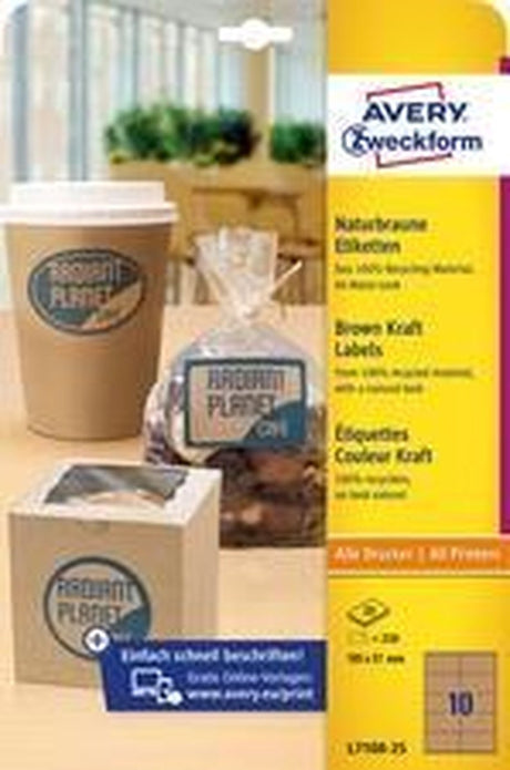 Avery zweckform naturel bruine etiketten, 210 x 297 mm