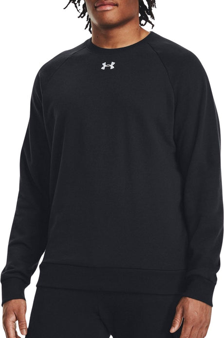 Under armour ua rival fleece crew-blk heren sporttrui - zwart - wit