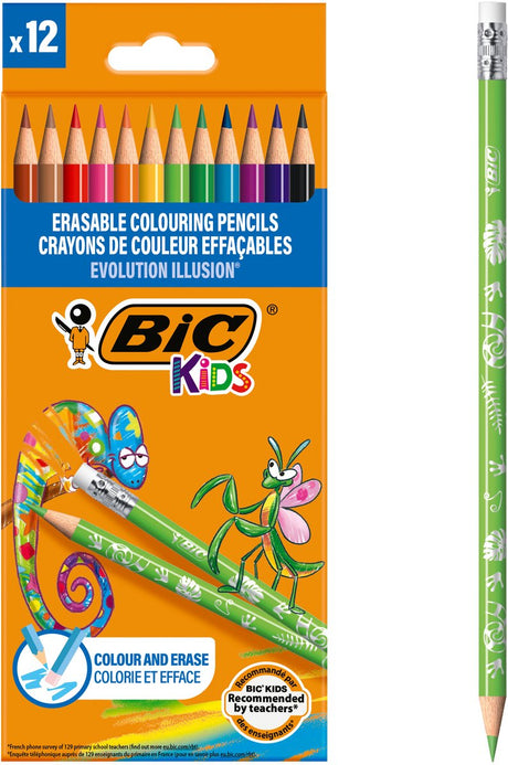 Bic kids evolution uitgumbare kleurpotloden, 12st.