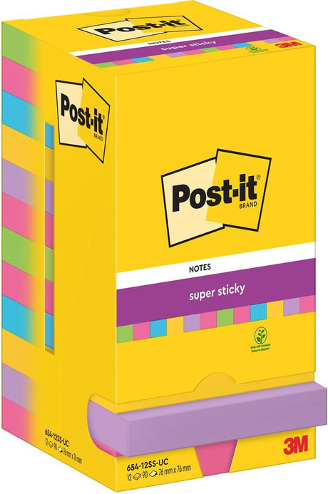 Super sticky notes post-it 654-12ss-uc 76x76 mm effen