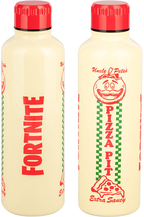 Paladone fortnite pizza pit metal water bottle – officieel gelicentieerde roestvrijstalen drinkfles 500 ml met schroefdop-
