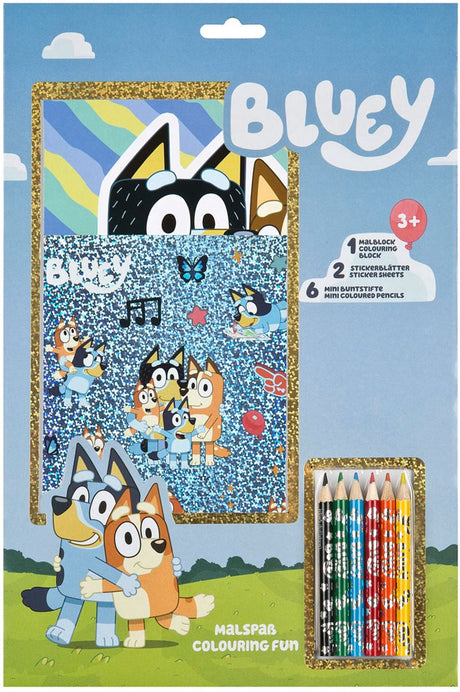 Undercover bluey kleurset kleurblok met potloden en stickers voor kinderen.