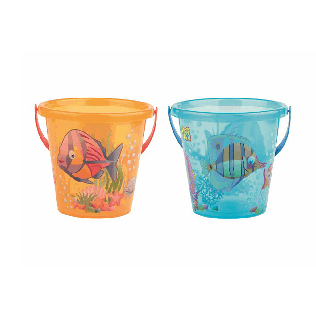 Basic transparent bucket with fish print 17 cm 3.4l