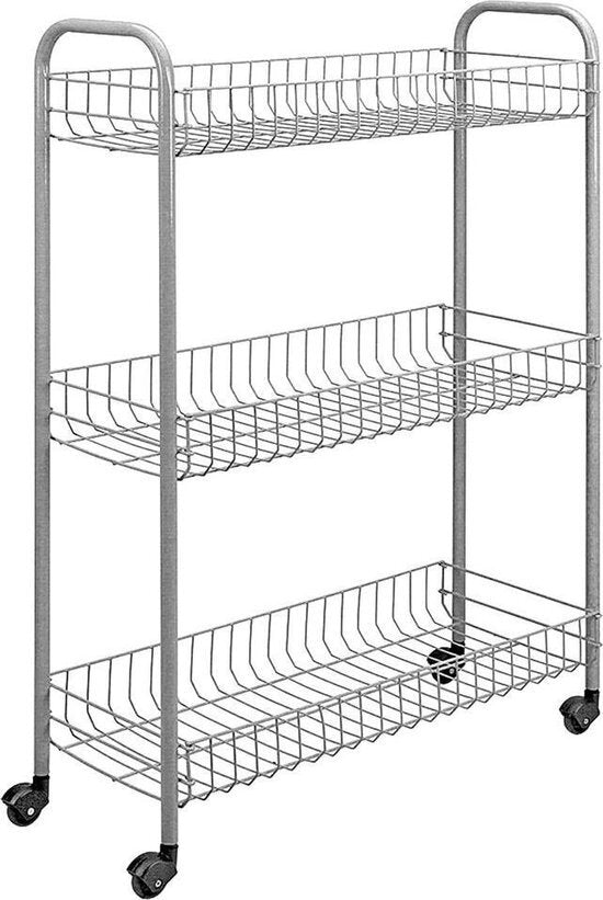 Metaltex metaltex badkamer- keukentrolley slim 84x56cm staal zilver