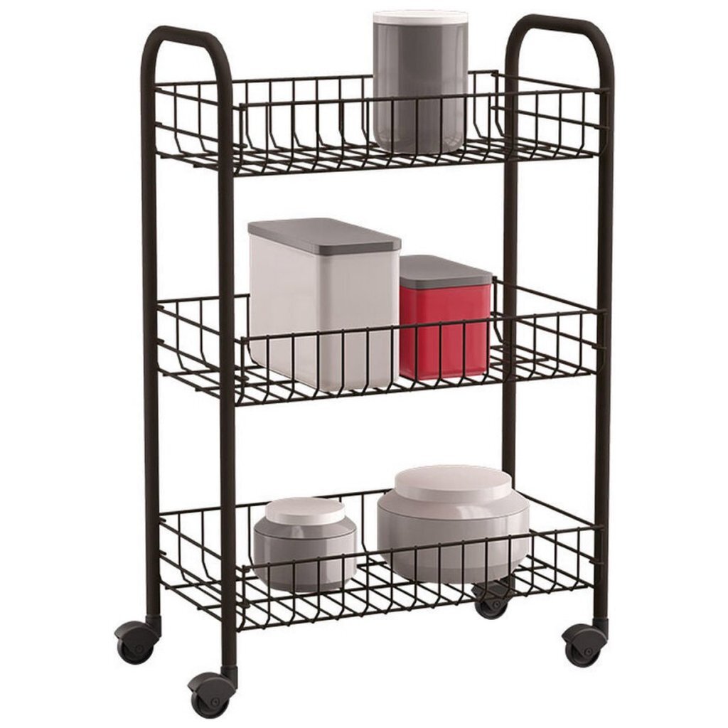 Tomado-Metaltex Siena Kitchen Trolley con ruote 41x23x63 cm nero