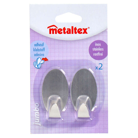 Metaltex plakhaak jumbo ovaal 2 stuks - chroom