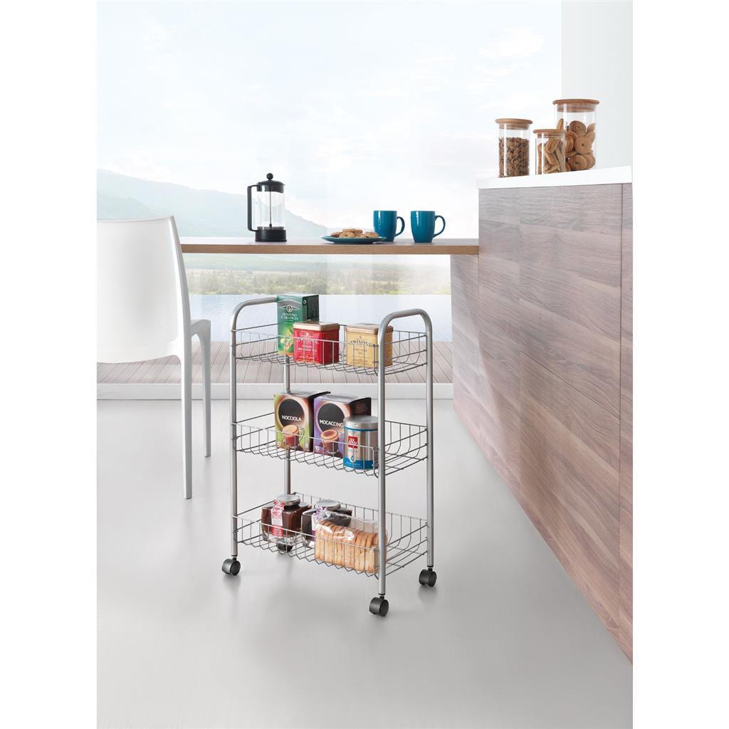 Tomado-Metaltex Tomado Metaltex Kitchen Bathroom Storage Trolley Lugano 41x23x63 CM Wheels