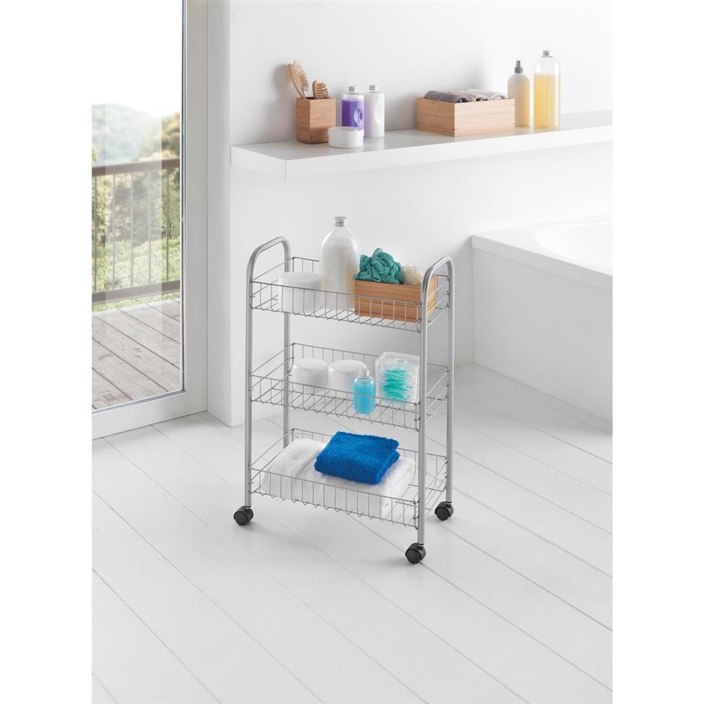 Tomado-Metaltex Tomado Metaltex Kitchen Bathroom Storage Trolley Lugano 41x23x63 CM Wheels