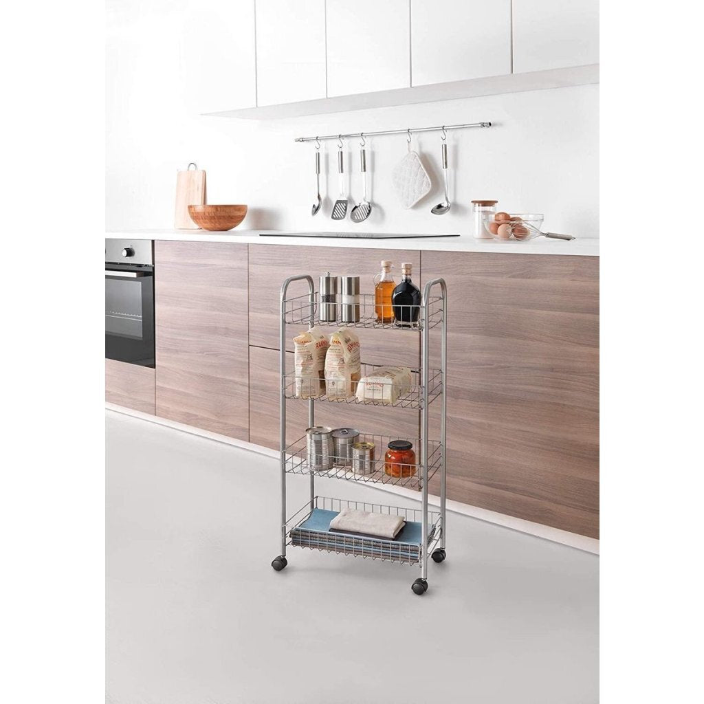 Metaltex Kitchen Bathroom Storage Trolley Ascona 41x23x84 cm ruote