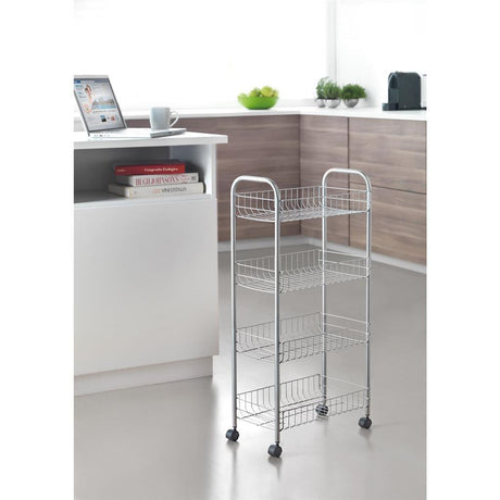 Metaltex keuken badkamer opbergtrolley ascona 41x23x84 cm wieltjes