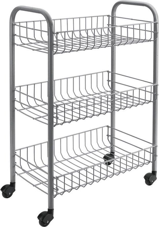 Tomado-Metaltex Siena Kitchen Trolley s koly 41x23x63 cm stříbro