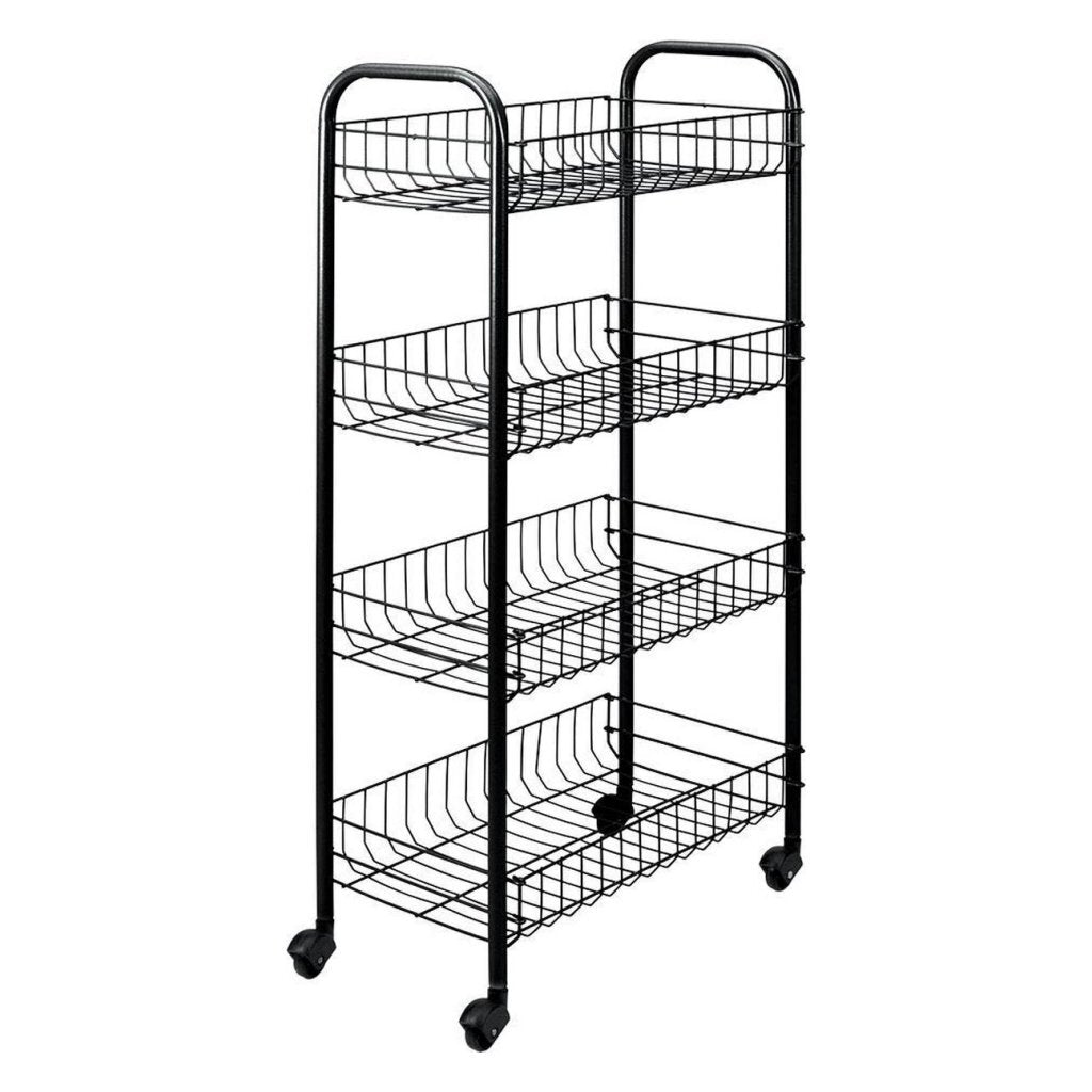 Tomado-Metaltex Tomado-Metaltex Kitchen Bathroom Storage trolley Pisa with 4 baskets black