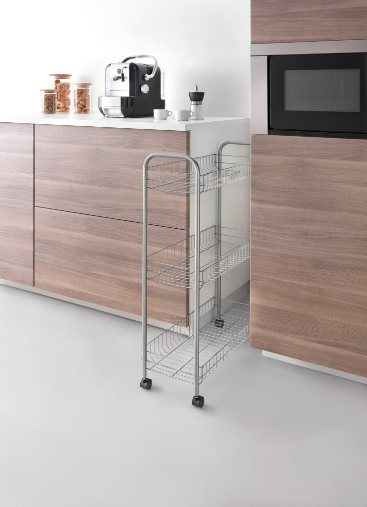 Tomado-Metaltex Metaltex Slim De Luxe Storage Cart med 3 kurve Metallic