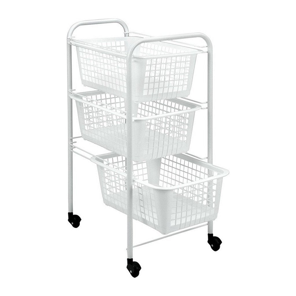 Rack de rangement Metaltex avec roues + 3 paniers 30x38x68 cm blanc