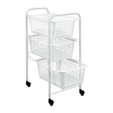 Rack de almacenamiento de metaltex con ruedas + 3 canastas 30x38x68 cm blanco