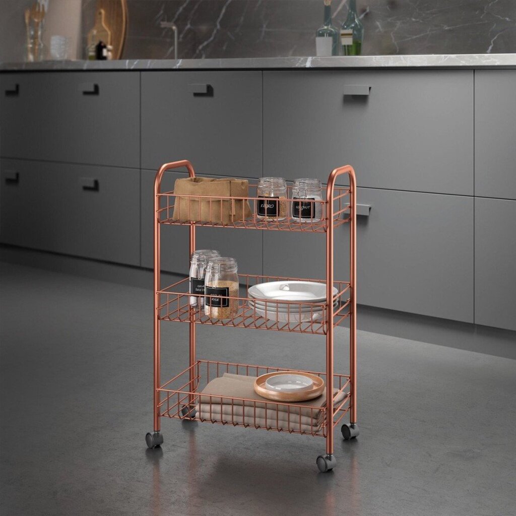 Metaltex badkamer keukentrolley lugano koper