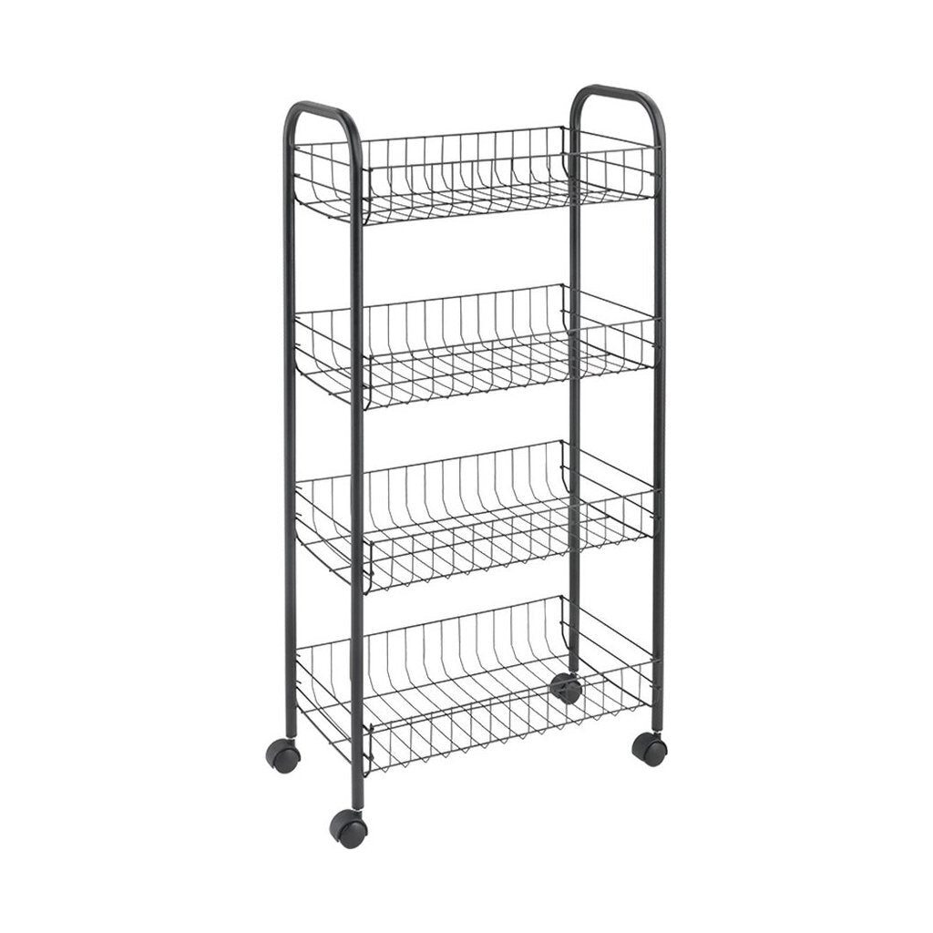 Metaltex Ascona Trolly with wheels + 4 baskets 41x23x84 cm matte black metal