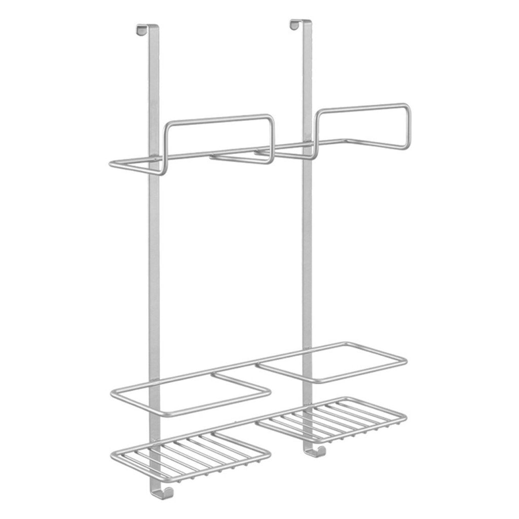 Metaltex sobre la puerta Space Saver Rack para artículos de limpieza 30x46x12 cm de plata