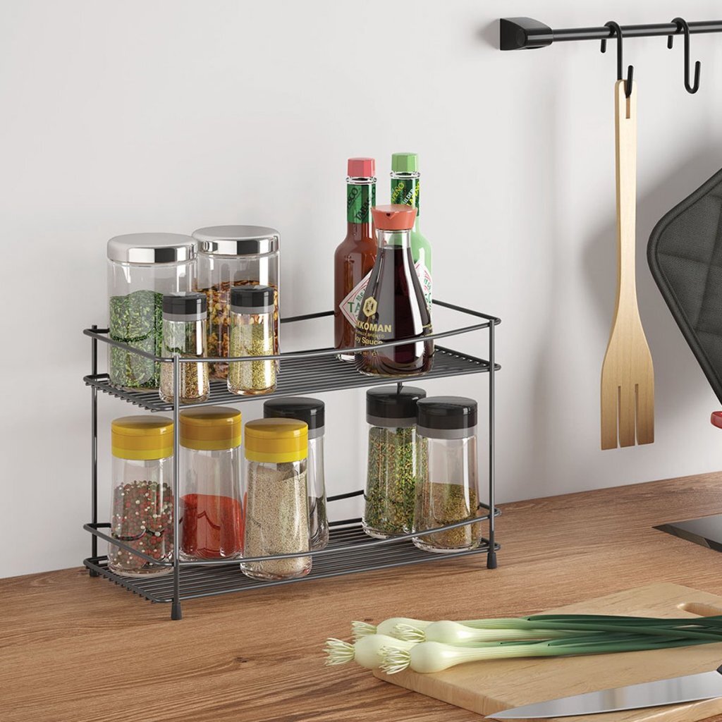 Metaltex Oregano Spice Rack 2 etasjer Matt Black Metal