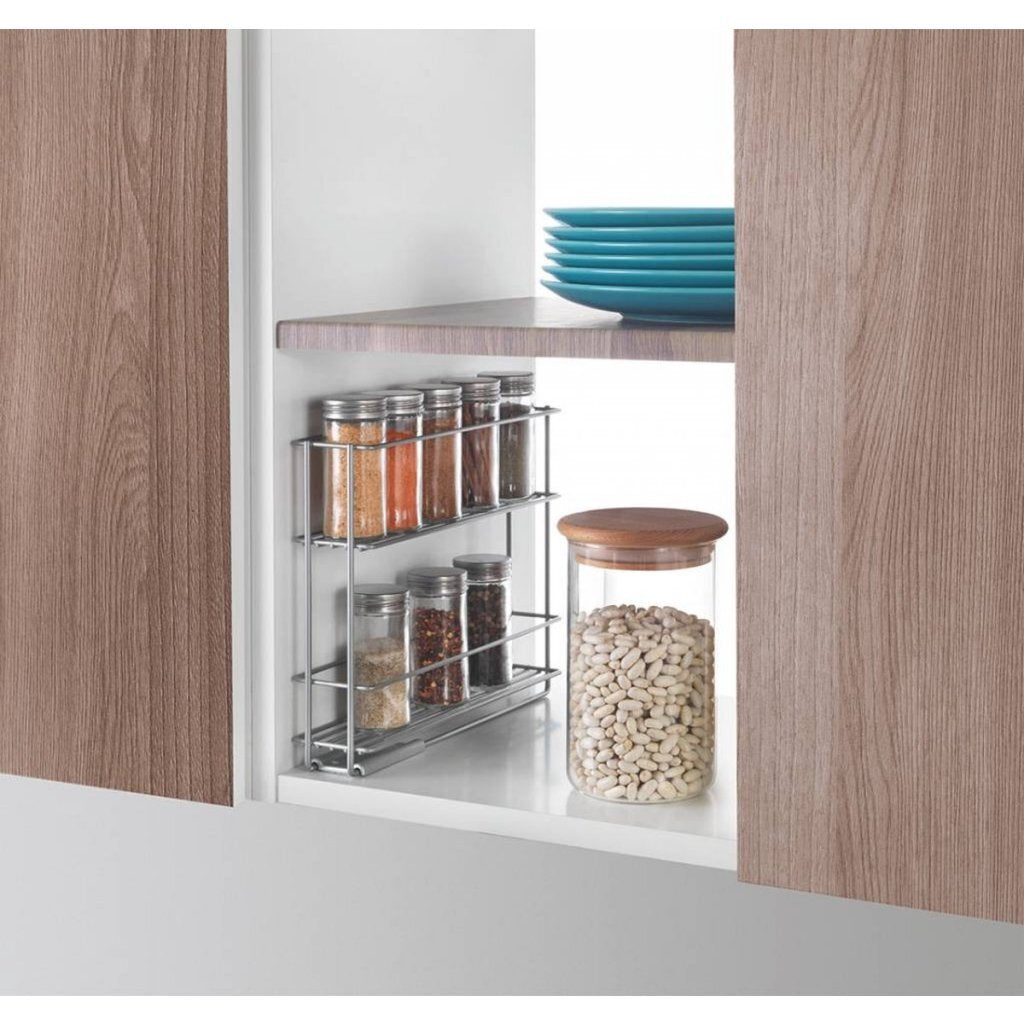 Metaltex space saver smart kitchen uitschuifbaar kruidenrek 6x28x22 cm zilver